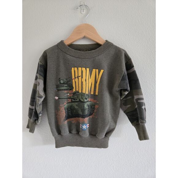 Toddler Vintage Army Camo Crewneck Licensed By SSI - Picture 2 of 7